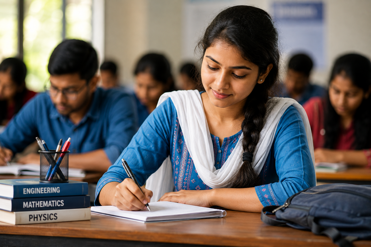 Student studying in class